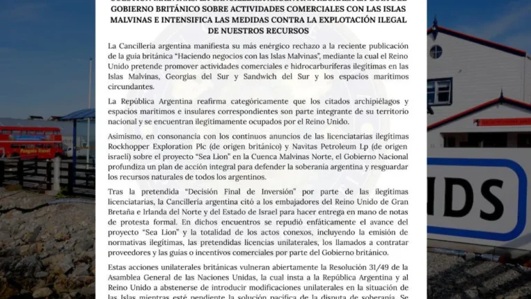 El Reino Unido respaldó la explotación de hidrocarburos en Malvinas y Argentina respondió